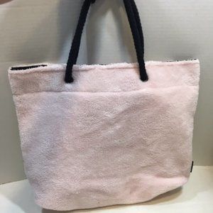 Mary Kay Soft Pink Fuzzy Tote Black Rope Handles16x13"
